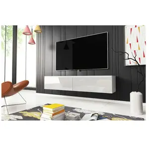 Meuble TV CERIEE 140   blanc, blanc brillant pas cher