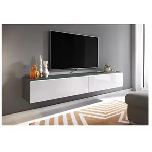 PIASKI Meuble TV Lowboard D 180 cm, meuble TV sans éclairage LED, meub... pas cher