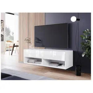 Meuble TV CALIBURI 100 blanc / blanc brillant pas cher