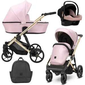 Poussette arizo premium 15 baby pink eco cadre doré siege auto pas cher