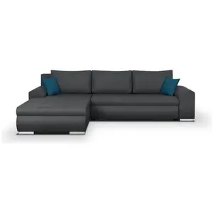 Comparateur de prix : Canapé d'angle convertible réversible 5 places Indian - Tissu gris fon...