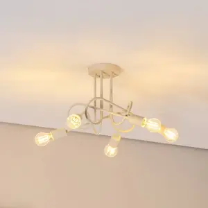 HELam Plafonnier Oxford, sable, Ø 47 cm, métal, à 5 lampes, E27 pas cher