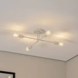HELam Plafonnier Cambridge à 4 lampes, couleur sable, métal pas cher