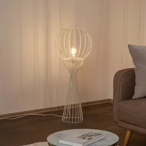 HELam Lampe sur pied Mercure, sable, métal/plastique, hauteur 93 cm pas cher