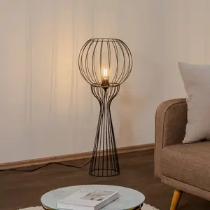 HELam Lampe sur pied Mercure, noir, métal/plastique, hauteur 93 cm pas cher