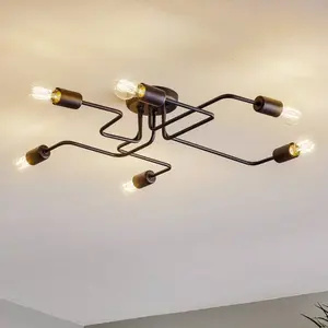 HELam Plafonnier Tube à 6 lampes noir pas cher