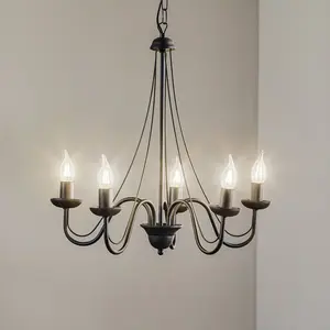HELam Lustre Malbo à 5 lampes en noir pas cher