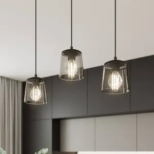 HELam Suspension Lucea à 3 lampes smoke pas cher