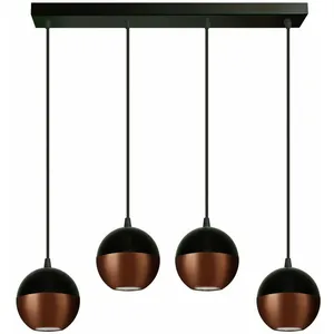 HELam Suspension Midnight en noir/cuivré x4 allongée pas cher
