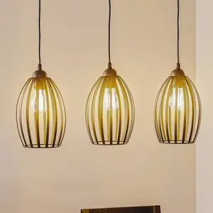 HELam Suspension Dali en noir, à 3 lampes allongée pas cher
