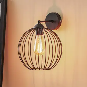 Comparateur de prix : HELam Applique Cumera en noir avec abat-jour cage