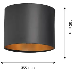 HELam Abat-jour Alba, Ø 20 cm, E27, noir/doré pas cher