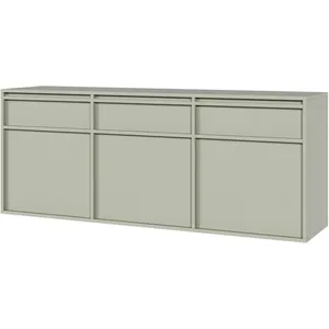 SELSEY Buffet à trois portes - EVO - 154 cm - avec tiroirs - suspendu - vert sauge pas cher