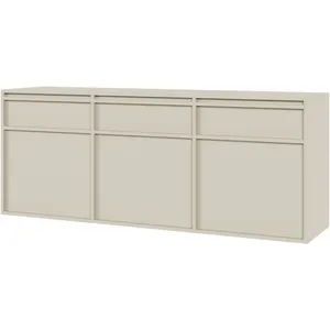 SELSEY Buffet à trois portes - EVO - 154 cm - avec tiroirs - suspendu - grège pas cher