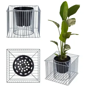 Panier   Plantes en Acier galvanisé, Panier   gaz, Pot de Fleurs pour extérieur 48 x 48 x 39 cm argenté - Kadax
