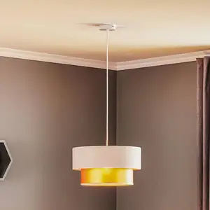 Maco Design Suspension Dorina, crème/or Ø 40cm pas cher