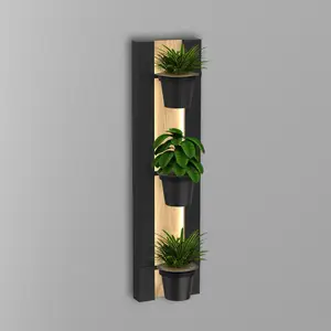 Luminex Applique murale Shelf, noir/bois acier bois, hauteur 90cmVendu parluminaire