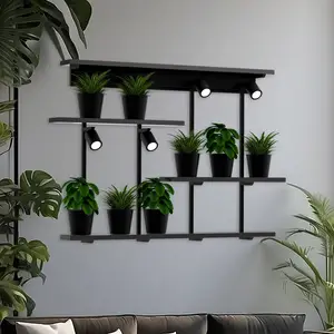 Luminex Applique murale Shelf, noir, largeur 102 cm, bois, 4 lampesVendu parluminaire