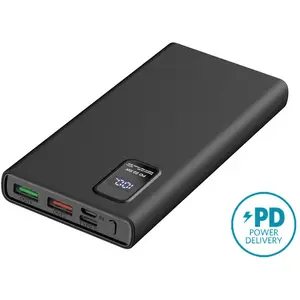 Comparateur de prix : Platinet Power Bank 10 000 mAh Polymer PD 3.0 QC 3.0 Ecran LED Noir