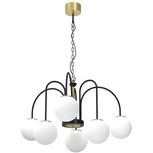 Luminex Suspension Berlin à 6 lampes noir/laiton pas cher