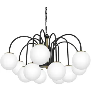 Luminex Suspension Berlin à 12 lampes noir/laiton pas cher