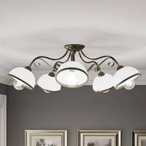 Comparateur de prix : Luminex Plafonnier Antica de style rustique à 5 lampes