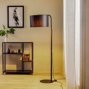 Luminex Lampadaire Soho, cylindrique, arqué, bleu/doré pas cher