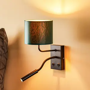 Comparateur de prix : Luminex Applique murale Soho, cylindrique, lampe de lecture vert/or