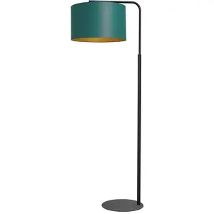 Luminex Lampadaire Soho, cylindrique, arqué, vert/doré pas cher