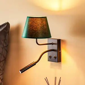 Luminex Applique murale Soho, conique, lampe de lecture, vert/or pas cher