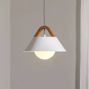 Luminex Suspension Funda, brun/blanc, Ø 30 cm, acier/bois/verre pas cher