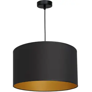 Luminex Suspension Soho cylindre, 1 lampe 40 cm noire/or pas cher
