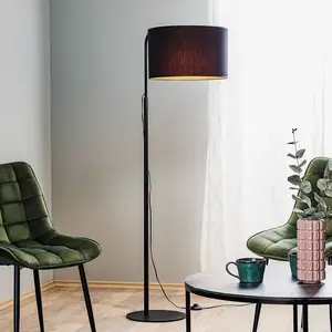 Luminex Lampadaire Soho, cylindrique, arqué, noir/doré pas cher