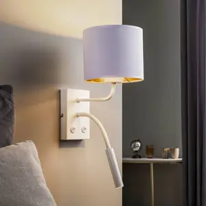 Luminex Applique murale Soho, cylindrique, lampe de lecture blanc/or pas cher