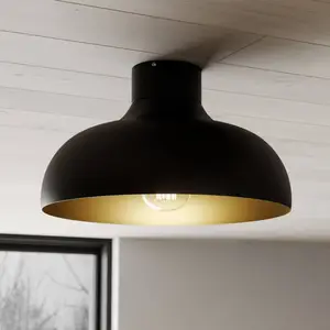 Luminex Plafonnier Basca, extérieur noir, intérieur cuivré pas cher