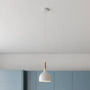 Luminex Suspension Noak, blanc/bois naturel, Ø 17 cm pas cher