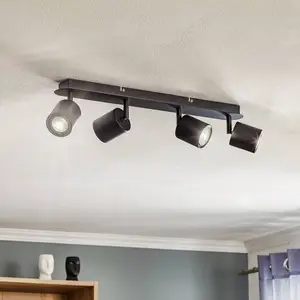 Luminex Spot pour plafond Modo en métal, noir à 4 lampes pas cher