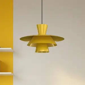 Luminex Suspension Plato, jaune moutarde, métal, Ø 38 cm, E27 pas cher