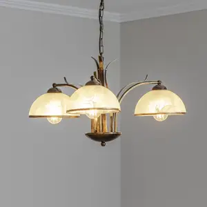 Comparateur de prix : Luminex Lustre Corfou, 3 lampes, doré antique, Ø 68 cm