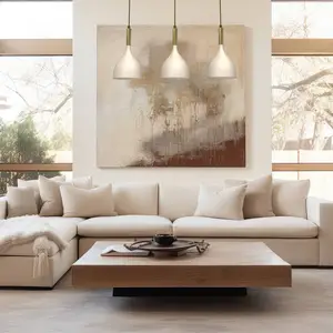 Luminex Suspension Noak, 3 lampes, beige/or, allongée, acier pas cher