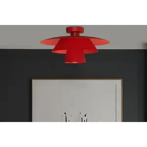 Luminex Plafonnier Plato, rouge, métal, Ø 38 cm, E27 pas cher