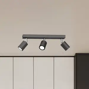 Luminex Spot plafond Jarek anthracite/chromé, à 3 lampes pas cher