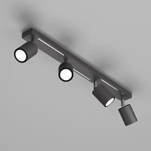 Luminex Spot plafond Jarek anthracite/chromé, à 4 lampes pas cher