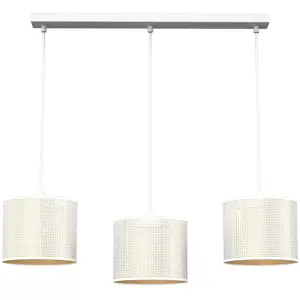 Euluna Suspension Jovin, 3 lampes linéaire, blanche/dorée pas cher