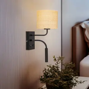 Luminex Applique Jovin à 1 lampe, spot, abat-jour en rotin pas cher