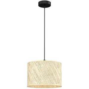 Euluna Suspension Jovin à un abat-jour rotin, Ø 25cm pas cher