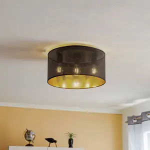 Luminex Plafonnier Jovin à 3 lampes 1 abat-jour noir/doré pas cher