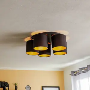 Luminex Plafonnier Jovin à cinq abat-jour, noir/doré pas cher