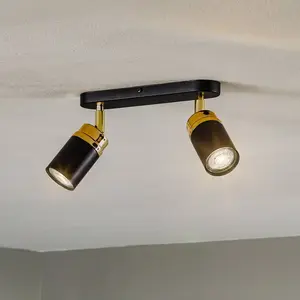 Luminex Spot pour plafond Reno, à 2 lampes, noir/doréVendu parkaufland