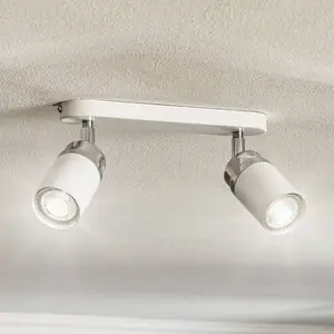 Luminex Spot pour plafond Reno, à 2 lampes, blanc/chromé pas cher